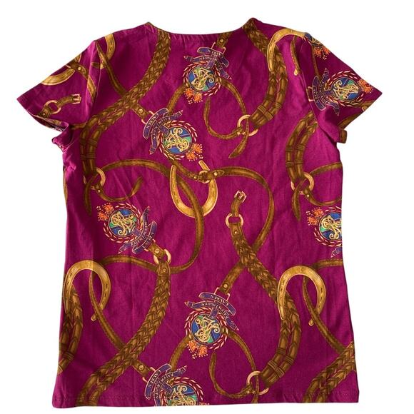 Lauren Ralph Lauren Chain Print Magenta Top Size M NWT - Picture 4 of 4